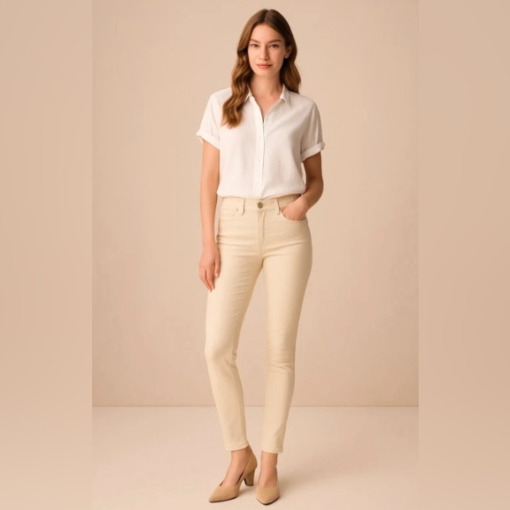 NWT‎ Hudson Tally Midrise Skinny Crop Jeans In Fawn/Cream